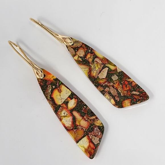 Earth Tones Jasper Boho Earrings - Picture 3 of 4